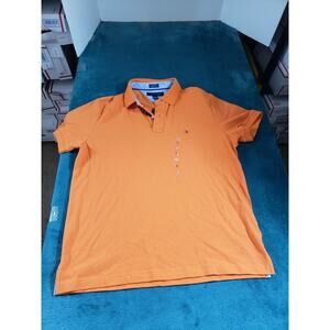 Tommy Hilfiger Polo Shirt Size Large Men Orange Short Sleeve Preppy Golf NWT